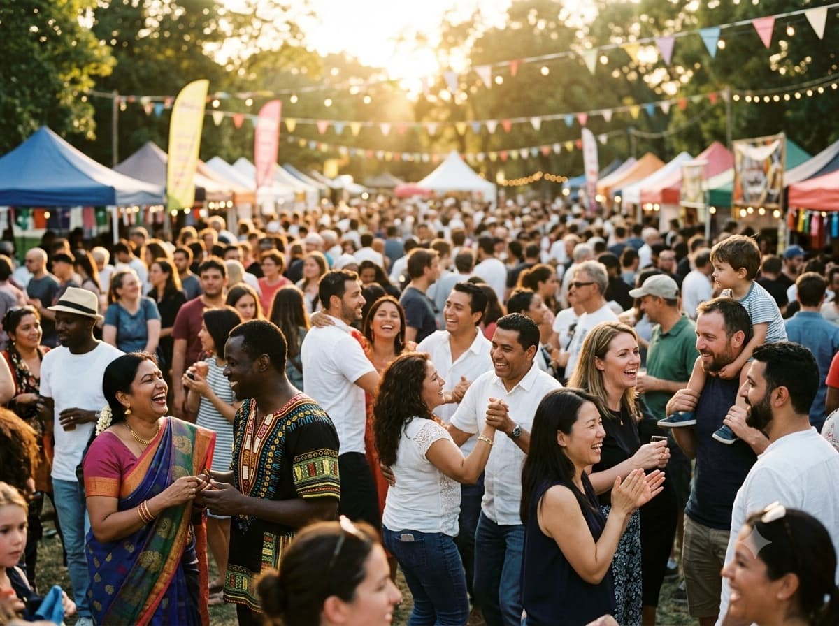 A diverse crowd celebrating together at an event